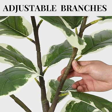 Artificial Fiddle Leaf Fig Tree Faux Ficus Lyrata 46 Leaves Indoor Outdoor