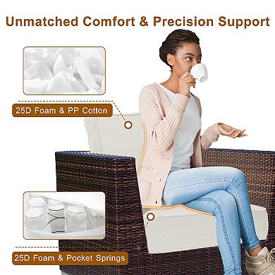 Aoodor 24x25x6'' Outdoor Deep Seat Cushion Set with spring, Sunbrella Fabric