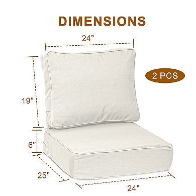 Aoodor 24x25x6'' Outdoor Deep Seat Cushion Set with spring, Sunbrella Fabric
