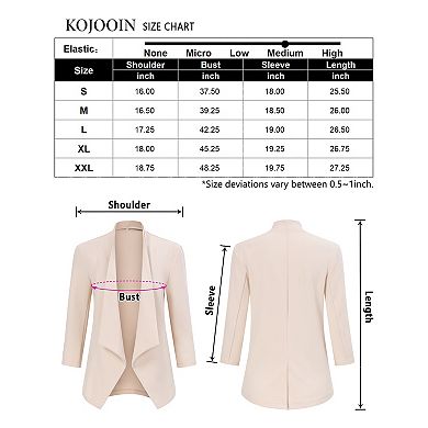 Blazer for Women Open Front Cardigan Jacket 3/4 Sleeve Lightweight Work Casual Blazer