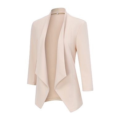 Blazer for Women Open Front Cardigan Jacket 3/4 Sleeve Lightweight Work Casual Blazer