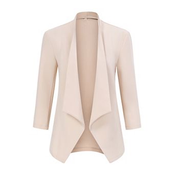 Blazer for Women Open Front Cardigan Jacket 3/4 Sleeve Lightweight Work Casual Blazer
