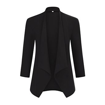 Blazer for Women Open Front Cardigan Jacket 3/4 Sleeve Lightweight Work Casual Blazer