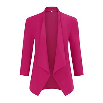 Blazer for Women Open Front Cardigan Jacket 3/4 Sleeve Lightweight Work Casual Blazer