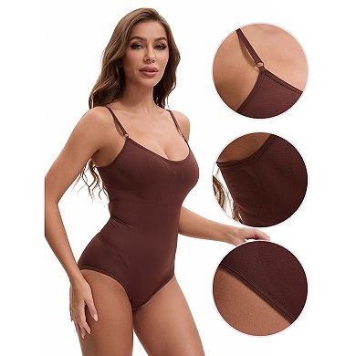 3 Packs Womens' V Neck Seamless Sleeveless Bodysuit Shapewear Tummy Control Briefs Body Shaper