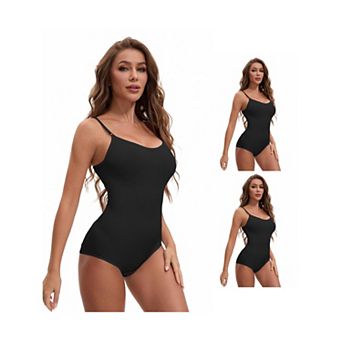 3 Packs Womens' V Neck Seamless Sleeveless Bodysuit Shapewear Tummy Control Briefs Body Shaper