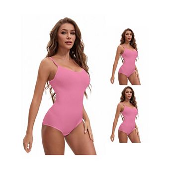 3 Packs Womens' V Neck Seamless Sleeveless Bodysuit Shapewear Tummy Control Briefs Body Shaper
