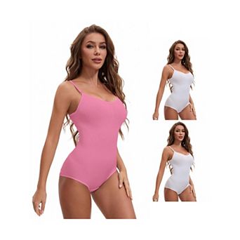 3 Packs Womens' V Neck Seamless Sleeveless Bodysuit Shapewear Tummy Control Briefs Body Shaper