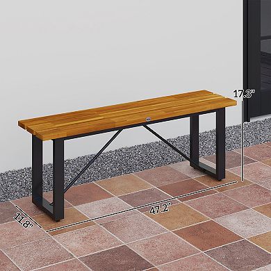 Outsunny Outdoor Bench, 47" Backless Acacia Wood Garden Bench Seat,