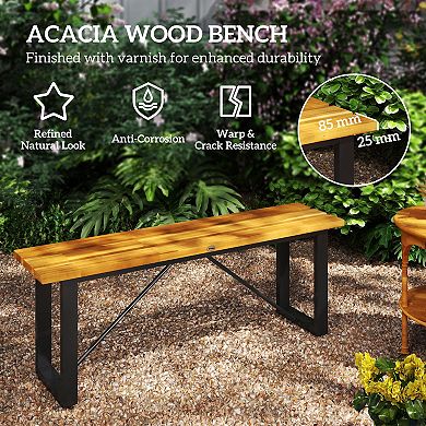 Outsunny Outdoor Bench, 47" Backless Acacia Wood Garden Bench Seat,