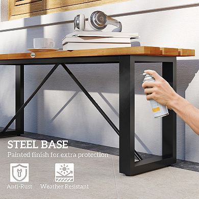 Outsunny Outdoor Bench, 47" Backless Acacia Wood Garden Bench Seat,