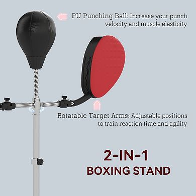 Soozier 3-in-1 Boxing Bag with Stand, Speed Bag with 2 Target Arms