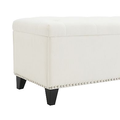 47.5" Storage Ottoman, Storage Bench with Safety Close Hinge, Beige