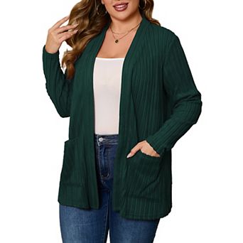 Womens Plus Size Cardigan Sweaters with Pockets Open Front Long Sleeve Tops Fall Coat Outerwear