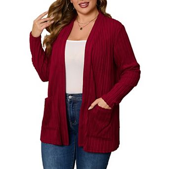 Womens Plus Size Cardigan Sweaters with Pockets Open Front Long Sleeve Tops Fall Coat Outerwear
