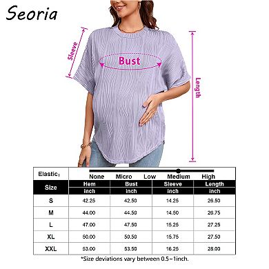 Women's Maternity Summer Shirts Casual Loose Fit Short Sleeve Blouses Round Neck Long T-Shirt