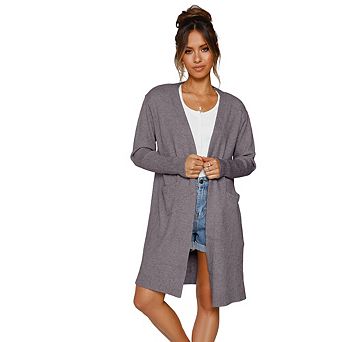 Women Knit Cardigan Long Sleeve with Pockets Casual Open Front Sweater Coat