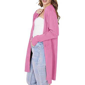 Women Knit Cardigan Long Sleeve with Pockets Casual Open Front Sweater Coat