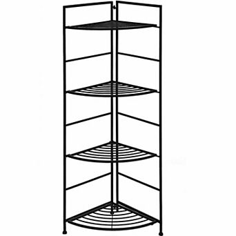 4 tier Folding Metal Shelf Plant Stand Storage Open Shelf Corner Display Rack