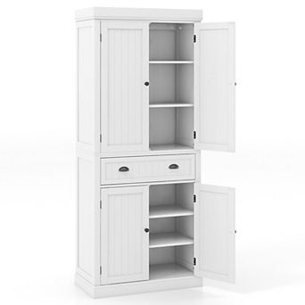 Kitchen Pantry Storage Cabinet with Doors Drawer and Adjustable Shelves-White