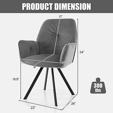 Set of 2 Swivel Accent Chairs Upholstered Armchairs with Metal Legs