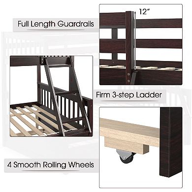 Twin Over Full Convertible Bunk Bed with Twin Trundle-Espresso
