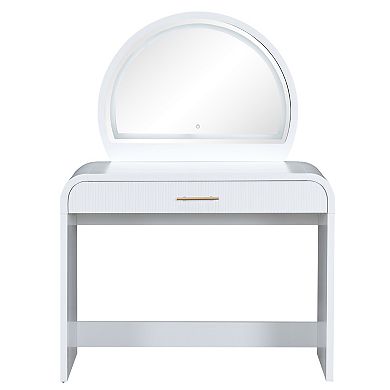 Whisen 39" Makeup Vanity Table with Mirror Touch Screen Lighted Mirror, Dressing Table with Drawer