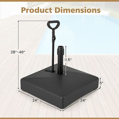 Mobile Patio Umbrella Base Water Sand Fillable Market Table Umbrella Stand with 3 Wheels