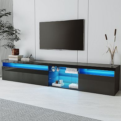 Whisen Modern TV Stand with Ample Storage Space and LED Color Changing Lights