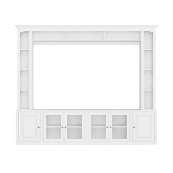 Whisen 4 pc Modern Entertainment Center with Bookshelves, All-in-1 TV Stand for 80" TVs