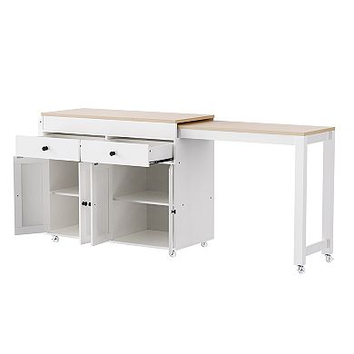 Whisen 74.5 inch Kitchen Island with Extendable Dining Table
