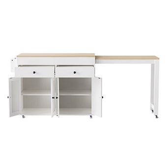 Whisen 74.5 inch Kitchen Island with Extendable Dining Table