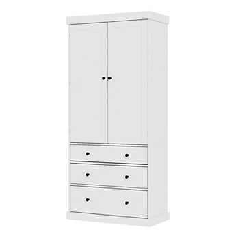 Whisen 77"H Farmhosue Pantry Storage Cabinet with 3 Adjustable Shelves, 8 Door Shelves and 3 Drawers