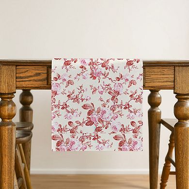 Vintage Floral Print Table Runner with Classic Woven Detailing
