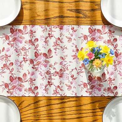 Vintage Floral Print Table Runner with Classic Woven Detailing