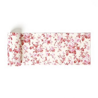 Vintage Floral Print Table Runner with Classic Woven Detailing