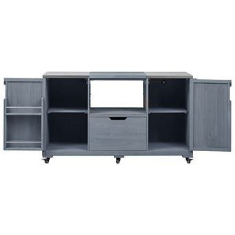 Whisen Outdoor Kitchen Island for Egg-shaped Grills, Solid Wood Outdoor Grill Cart