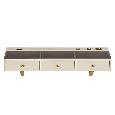 Whisen 47" Floating Shelf with 3 Drawers, Multi-Purpose Wall-Mounted Vanity Table, Mounted Desk