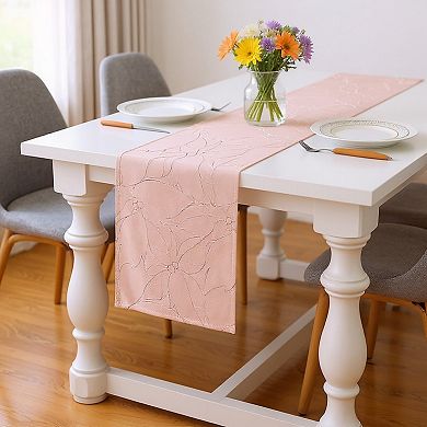 Floral Line Art Table Runner with Soft Woven Finish