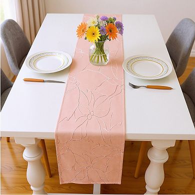 Floral Line Art Table Runner with Soft Woven Finish