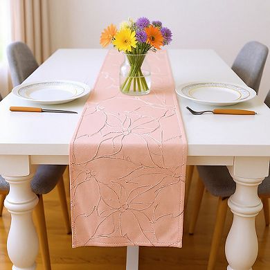 Floral Line Art Table Runner with Soft Woven Finish