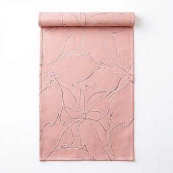 Floral Line Art Table Runner with Soft Woven Finish