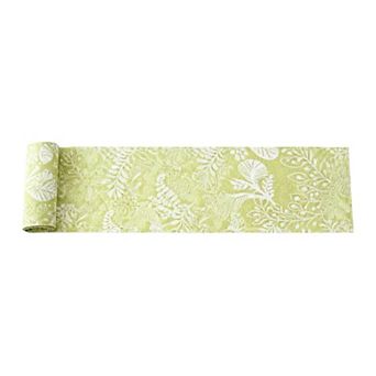 Botanical Leaf Pattern Table Runner with Textured Woven Design