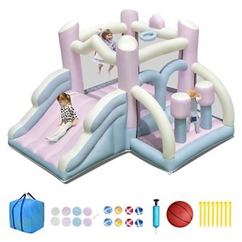 Kids Bounce House with Slide and 2 Boxing Columns for Parties No Blower Included
