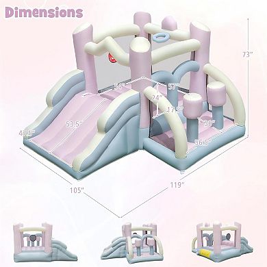 Kids Bounce House with Slide and 2 Boxing Columns for Parties No Blower Included