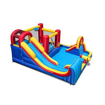 Inflatable Water Slide Bounce House with Splash Pools and Climbing Wall for Kids Outdoor Play