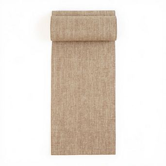 Solid Woven Table Runner with Textured Linen-Look Finish