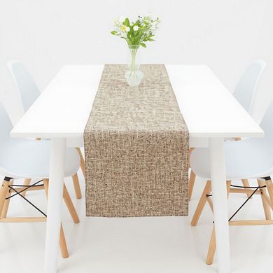 Solid Woven Table Runner with Textured Linen-Look Finish