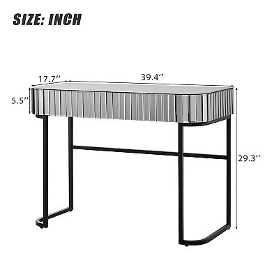 Whisen 39" Mirrored Makeup Vanity Table, Versatile Desk with Stainless Steel Base and 2 Drawers