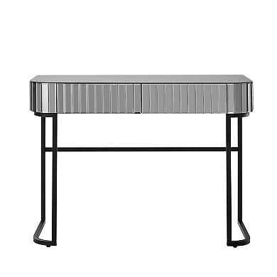 Whisen 39" Mirrored Makeup Vanity Table, Versatile Desk with Stainless Steel Base and 2 Drawers